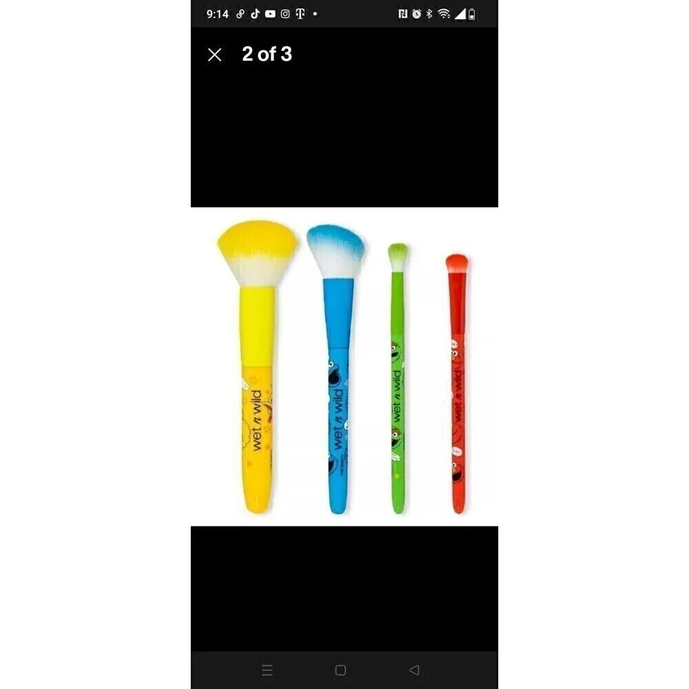 WET N WILD 123 SESAME STREET Eyeshadow Palette And Makeup Brushes Set Of 2 New